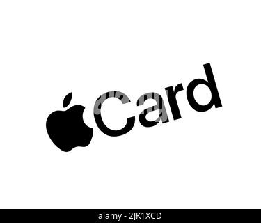 Apple Card, Rotated Logo, White Background Stock Photo