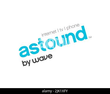 Astound Broadband, Rotated Logo, White Background Stock Photo