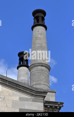 Crematorium chimneys at cemetery Pere-Lachaise in Paris Stock Photo