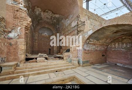 inside Terrace Houses of Ephesus, Ephesus Archaeological Site, Selcuk, Turkey Stock Photo