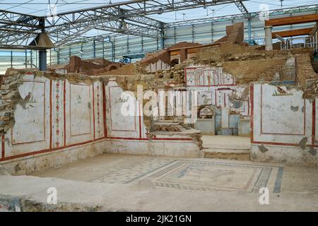 inside Terrace Houses of Ephesus, Ephesus Archaeological Site, Selcuk, Turkey Stock Photo