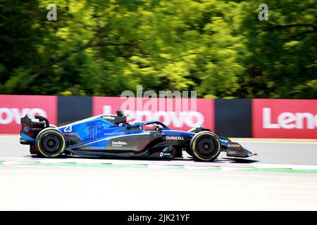Budapest, Hungary. 29th July, 2022. Alexander Albon of Williams on track during  practice ahead of the F1 Grand Prix of Hungary at Hungaroring on July 29, 2022 Mogyorod, Hungary. Credit: Marco Canoniero/Alamy Live News Stock Photo