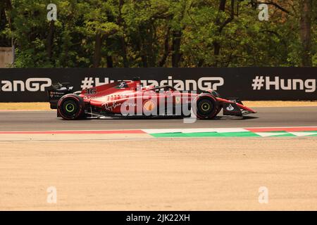 Budapest, Hungary. 29th July, 2022. 29th July 2022; The Hungaroring, Mogyoród, Hungary: FIA Formula 1 Grand Prix, Free practice sessions: Scuderia Ferrari, Charles Leclerc Credit: Action Plus Sports Images/Alamy Live News Stock Photo