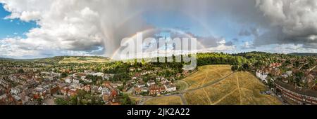 Aerial view over Cotmandene, Dorking in the Surrey Hills- UK Stock Photo