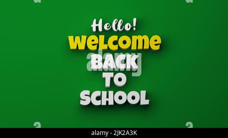 Back to School Text Presentation Banner Background.3D illustration design Stock Photo