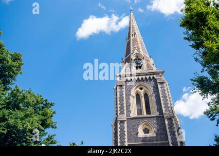 London, July 2022:  Christ Church Turnham Green next to Chiswick High Street in West London Stock Photo