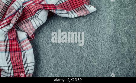 kitchen towel on gray background. copy space Stock Photo