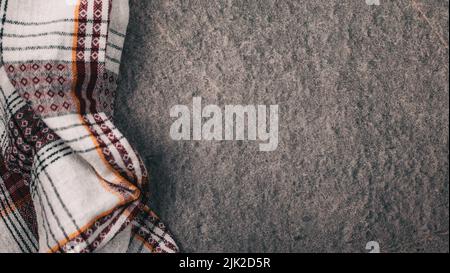 kitchen towel on gray background. copy space Stock Photo