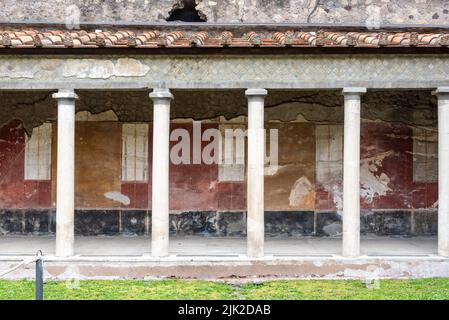 Beautiful facade of the famous Villa Oplontis near Pompeii, Southern Italy Stock Photo