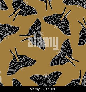 Luna moth seamless butterfly pattern for fabrics and wrapping paper and notebooks and summer clothes print and kids. High quality illustration Stock Photo