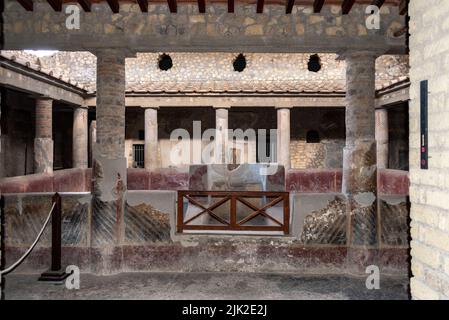 OPLONTIS, ITALY - MAY 03, 2022 - Rooms of the ancient Roman Villa Oplontis near Pompeii, Southern Italy Stock Photo
