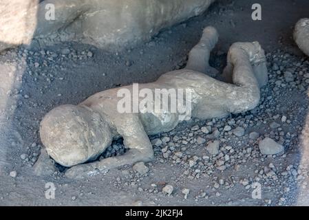 Pompeiian inhabitants petrified in their last situation of life, Southern Italy Stock Photo