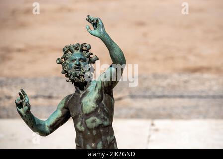 The famous dancing faun in the Pompeian house of the faun, Southern Italy Stock Photo
