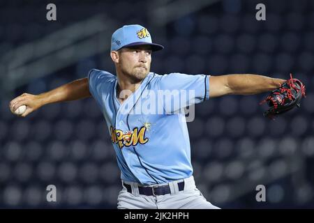 July 27, 2022: Montgomery Biscuits pitcher Evan McKendry (39) pitches  during an MLB, Baseball