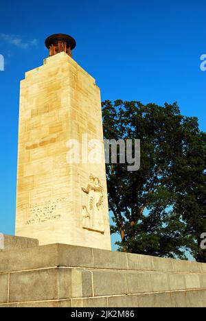 The eternal flame glows in the historical Gettysburg National Battlefield Stock Photo