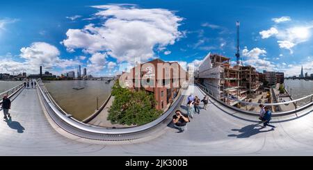 360 degree panoramic view of 360 photo Millennium Bridge London UK