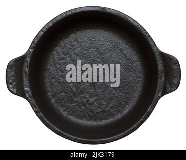 Top view of round stone plate on white background Stock Photo