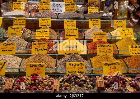 Egyptian spice bazaar in Istanbul on the banks of the Bosphorus, Turkiye Stock Photo