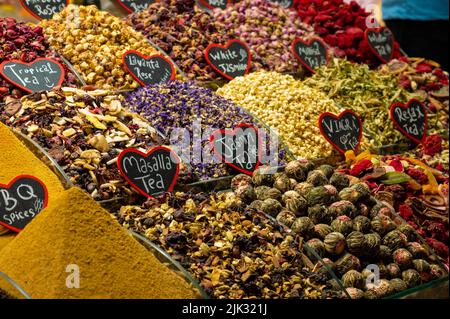 Egyptian spice bazaar in Istanbul on the banks of the Bosphorus, Turkiye Stock Photo