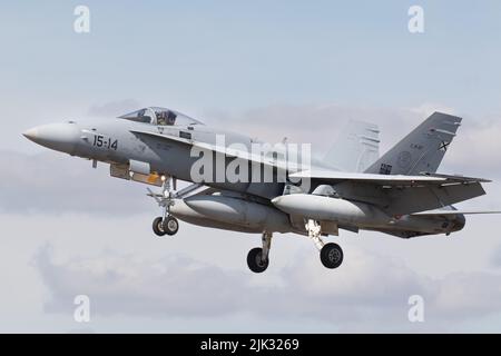 Spanish Air Force F-18 Hornet landing at RIAT 2022. Stock Photo