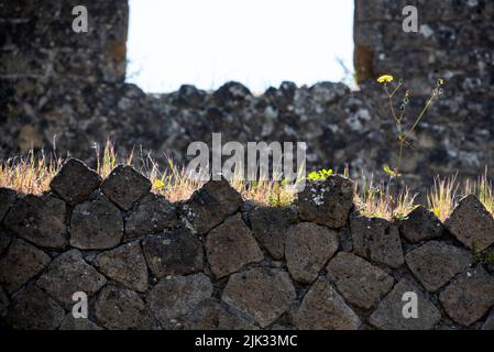 Close view of a typical composed ancient Roman wall at an old building in Herculaneum, Italy Stock Photo