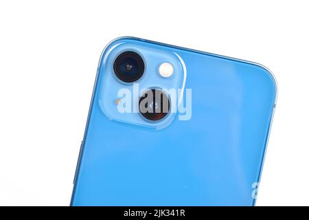 New Delhi, India -  June 22, 2022: Iphone 13 dual camera setup with cinematic mode Stock Photo
