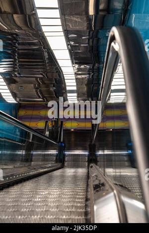 NAPLES, ITALY - MAY 06, 2022 - Modern design of a metro station in downtown Naples, Italy Stock Photo