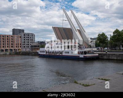 Antwerp, Belgium, 02 July 2022, Flandria 24, A tourist ship sailing on the river Scheldt in Antwerp Stock Photo