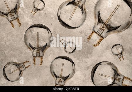 Lightbulbs in a pastel color grid - stock photo Stock Photo