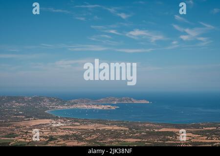 Boats in the bay of Calvi in the Balagne region of Corsica Stock Photo
