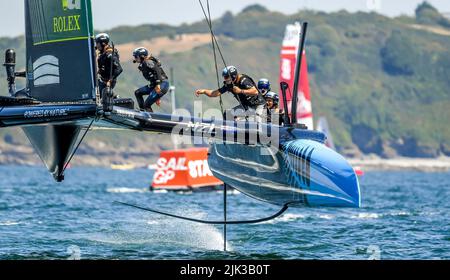 Plymouth, UK. 29th July, 2022. Plymouth, UK. 29th July, 2022. Great Britain SailGP at Plymouth, UK on 29 July 2022. Photo by Phil Hutchinson. Editorial use only, license required for commercial use. No use in betting, games or a single club/league/player publications. Credit: UK Sports Pics Ltd/Alamy Live News Credit: UK Sports Pics Ltd/Alamy Live News Stock Photo