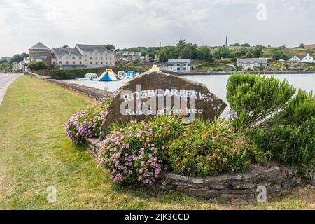 Rosscarbery sign with the Celtic Ross Hotel in the backround,Rosscarbery, West Cork, Ireland. Stock Photo