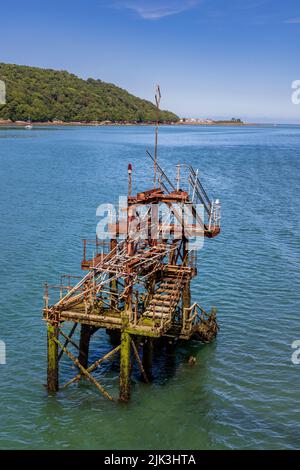 The remains of the Chain Ferry landing at Garth Pier on the Menai Strait, Bangor, North Wales Stock Photo