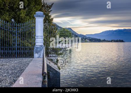 Seafront view in Salo over the Lake Garda in the smooth morning light Stock Photo