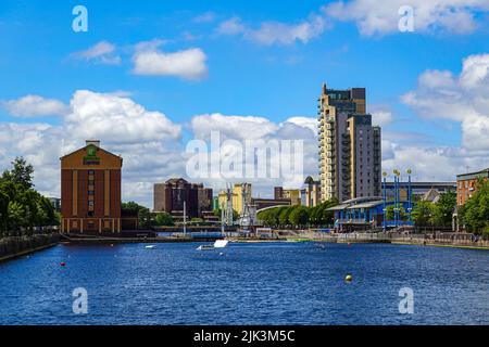 The old docks at Salford, Manchester, UK, now known as Salford Quays Stock Photo