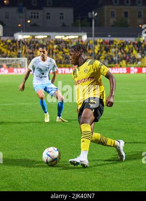 Munich, Germany. 29th July, 2022. Jamie Bynoe-Gittens, BVB 43    in the match TSV 1860 MÜNCHEN - BORUSSIA DORTMUND 0-3 DFB Pokal First Round on July 29, 2022 in Munich, Germany. Season 2022/2023. Credit: Peter Schatz/Alamy Live News Stock Photo