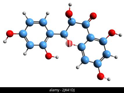 3D image of Dihydromorin skeletal formula - molecular chemical structure of  flavanonol isolated on white background Stock Photo