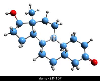 3D image of Dihydronandrolone skeletal formula - molecular chemical structure of anabolic–androgenic steroid isolated on white background Stock Photo