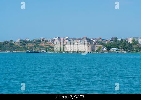 Sevastopol ship water russia port crimea vessel sea transportation warship, for bay city in security for harbour maritime, outdoor russian. Force Stock Photo