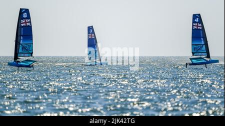 Plymouth, UK. 29th July, 2022. Wasp series at the Great Britain SailGP at Plymouth, UK on 29 July 2022. Photo by Phil Hutchinson. Editorial use only, license required for commercial use. No use in betting, games or a single club/league/player publications. Credit: UK Sports Pics Ltd/Alamy Live News Stock Photo