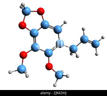 3D image of Piperonyl butoxide skeletal formula - molecular chemical ...