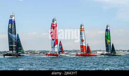 Plymouth, UK. 29th July, 2022. Great Britain SailGP at Plymouth, UK on 29 July 2022. Photo by Phil Hutchinson. Editorial use only, license required for commercial use. No use in betting, games or a single club/league/player publications. Credit: UK Sports Pics Ltd/Alamy Live News Stock Photo