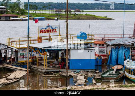 Bellavista Port in Nanay on the Nanay River in Iquitos, Perur Stock Photo