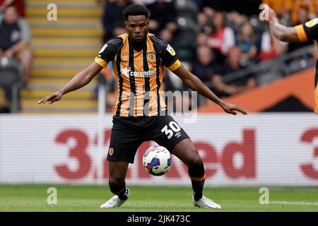 Hull City's Benjamin Tetteh during the Sky Bet Championship match at the MKM Stadium, Kingston upon Hull. Picture date: Saturday July 30, 2022. Stock Photo