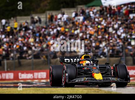 Mogyorod, Hungary. 2022-07-30 16:27:51 BUDAPEST - Max Verstappen (Oracle Red Bull Racing) in action during qualifying for the F1 Hungarian Grand Prix at the Hungaroring Circuit on July 30, 2022 in Budapest, Hungary. ANP REMKO DE WAAL netherlands out - belgium out Credit: ANP/Alamy Live News Stock Photo