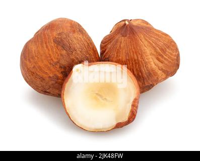 hazelnut path isolated on white Stock Photo