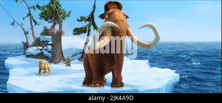 DIEGO,SID,MANNY, ICE AGE: CONTINENTAL DRIFT, 2012 Stock Photo