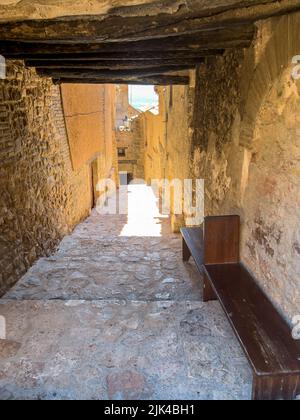 a medieval stone passageway in Alquezar Spain Stock Photo