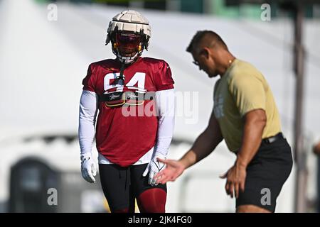 Ashburn, VA, USA. 30th July, 2022. Washington Commanders defensive tackle Daron Payne (94) during the Washington Commanders Training Camp practice at the INOVA Sports Performance Center in Ashburn, Va. Reggie Hildred/CSM/Alamy Live News Stock Photo