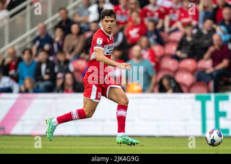 Middlesbrough, UK. 30th July, 2022. Ryan Giles #3 of Middlesbrough on the ball during the game in Middlesbrough, United Kingdom on 7/30/2022. (Photo by James Heaton/News Images/Sipa USA) Credit: Sipa USA/Alamy Live News Stock Photo